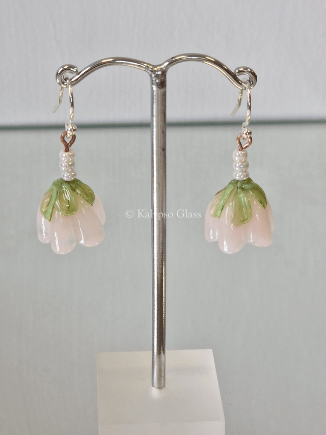 Bellflower Earrings, Opal Rose