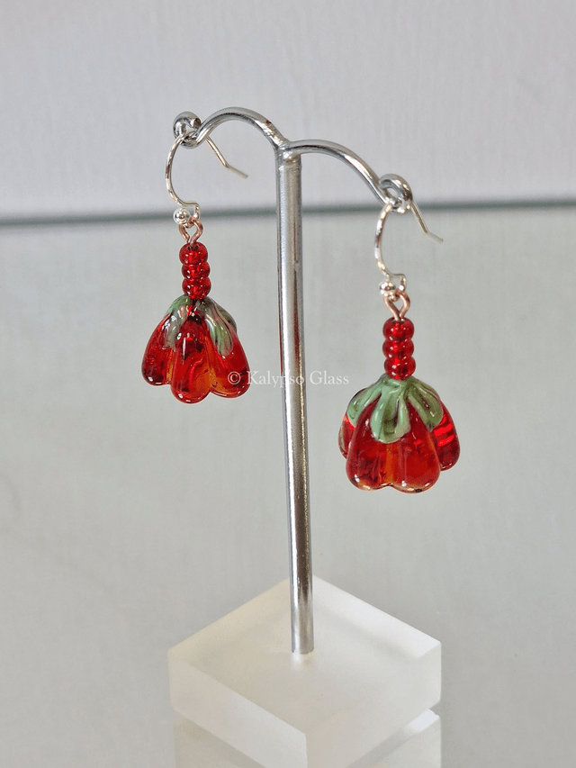 Bellflower Earrings, Red