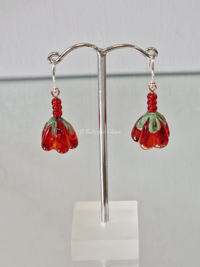 Bellflower Earrings, Red
