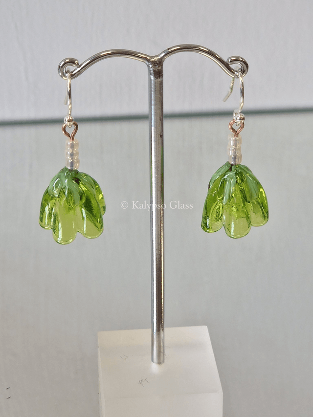 Bellflower Earrings, Light Green