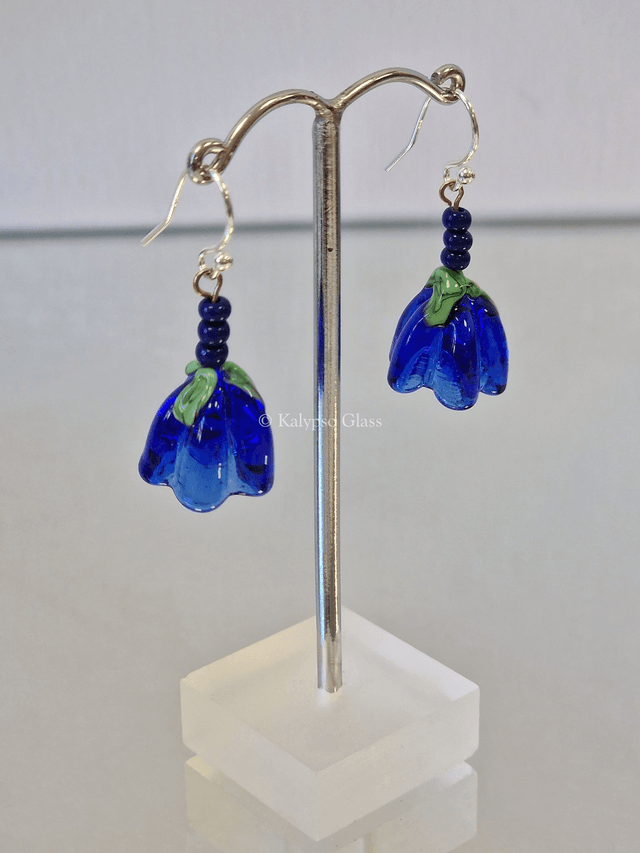 Bellflower Earrings, Cobalt Blue