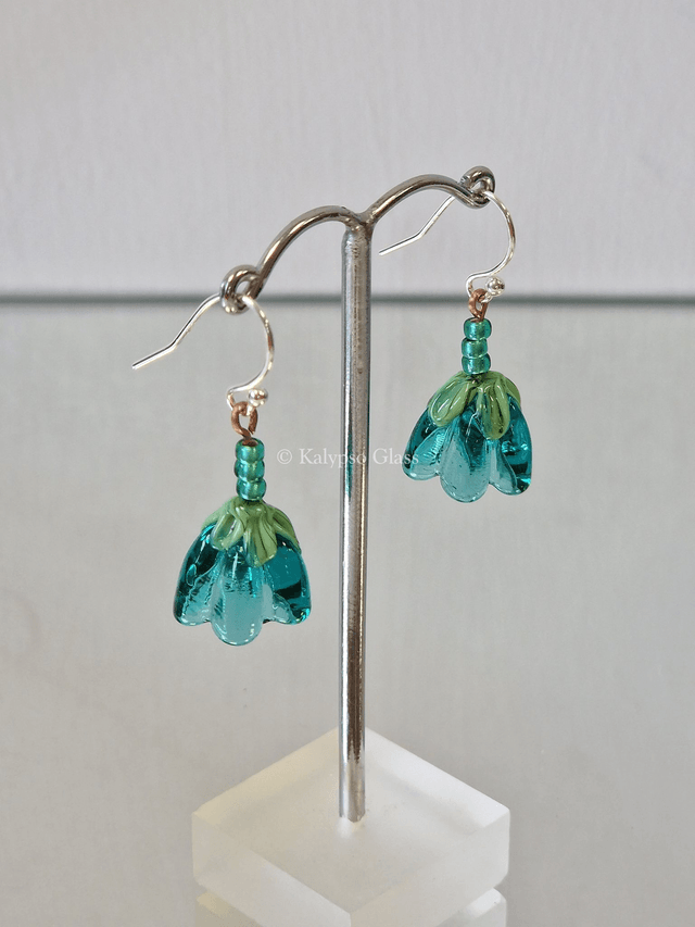 Bellflower Earrings, Teal