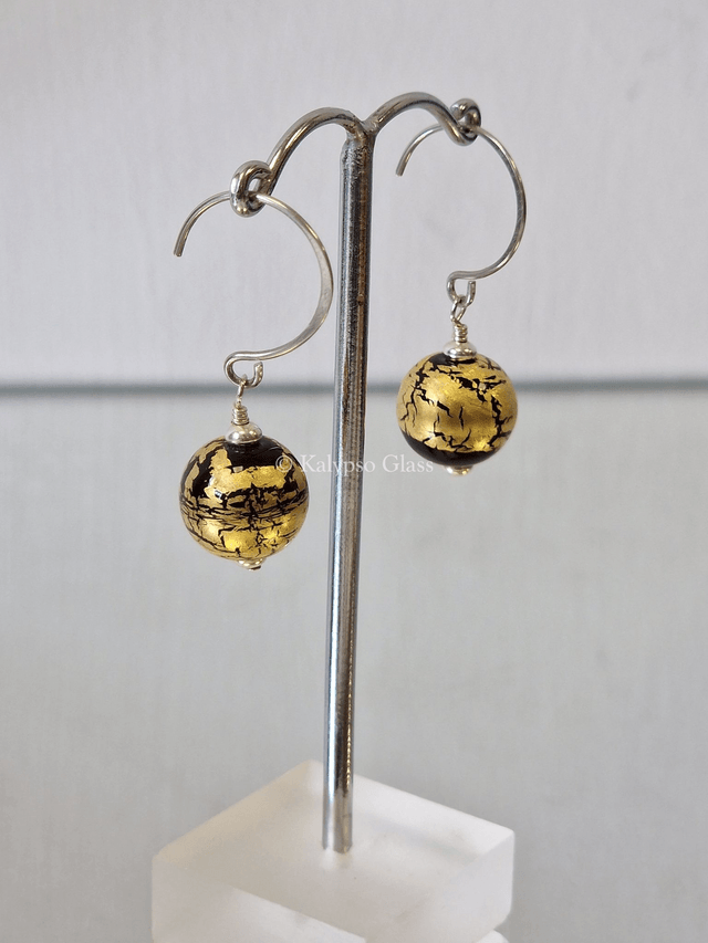 Gold Leaf Earrings, Black
