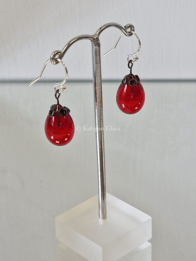 Drop Earrings, Red