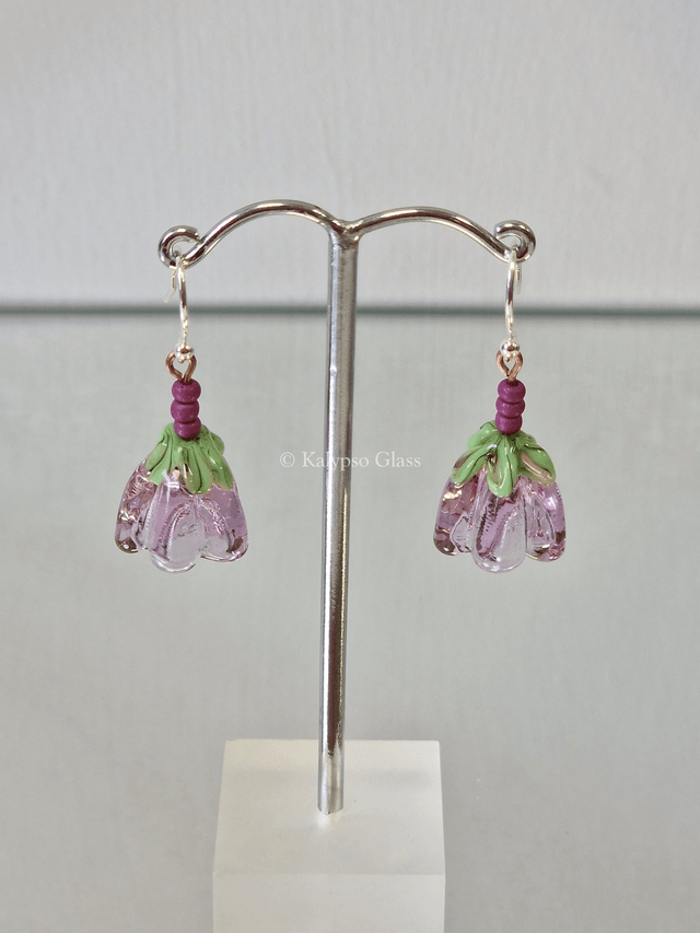 Bellflower Earrings, Dark Rose