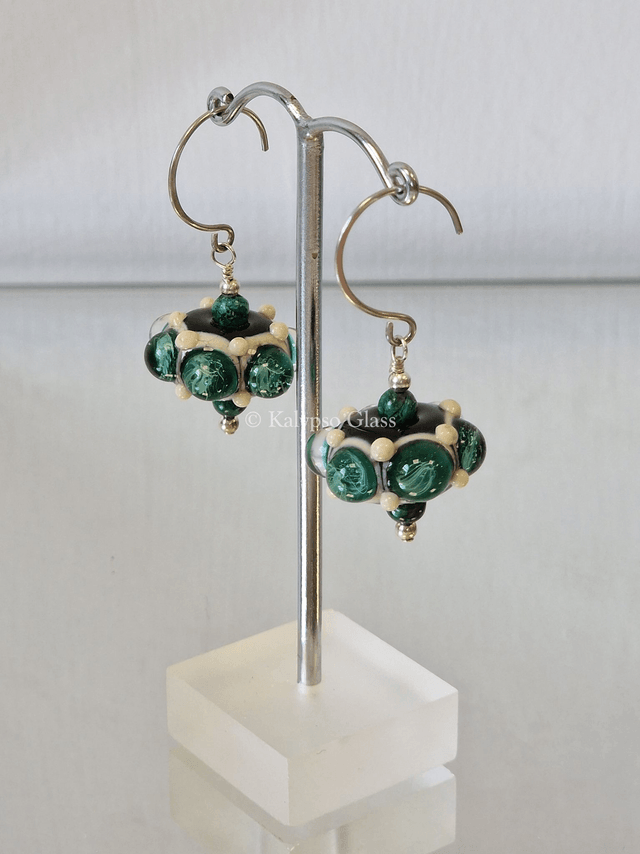 Bumpy Earrings, Black/Green