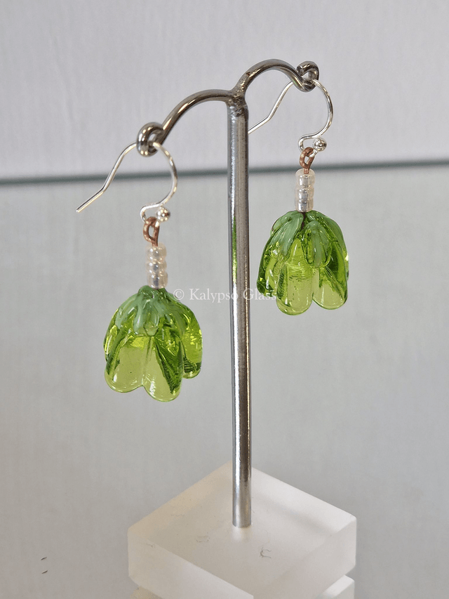 Bellflower Earrings, Light Green
