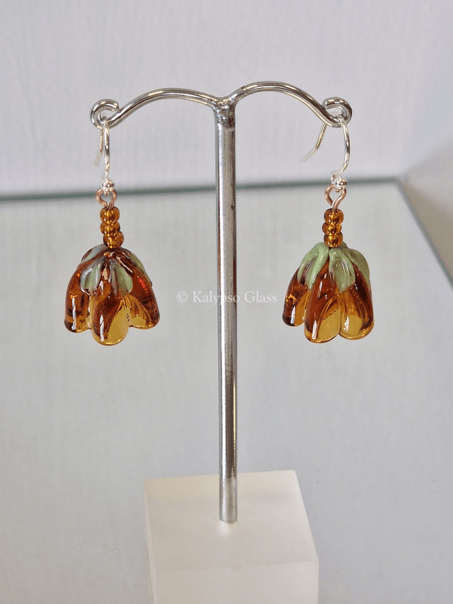 Bellflower Earrings, Amber
