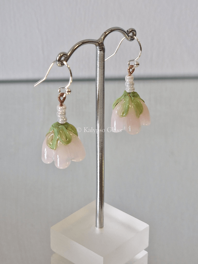 Bellflower Earrings, Opal Rose