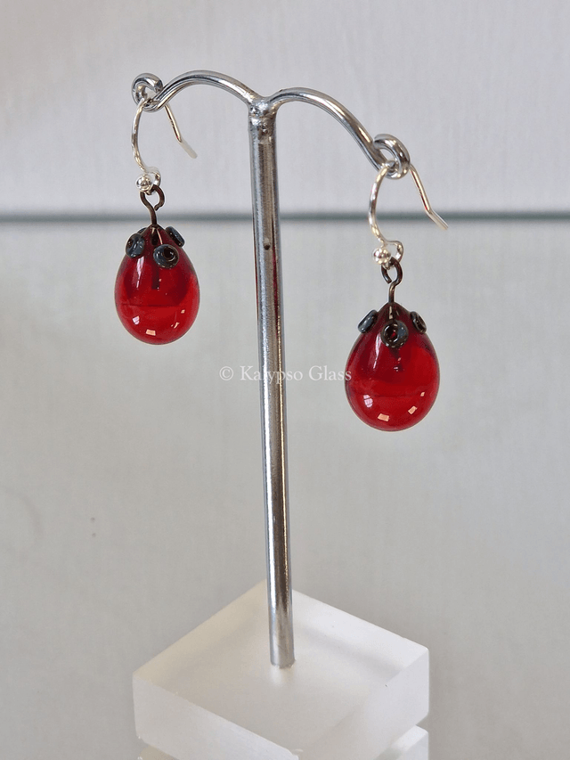 Drop Earrings, Red