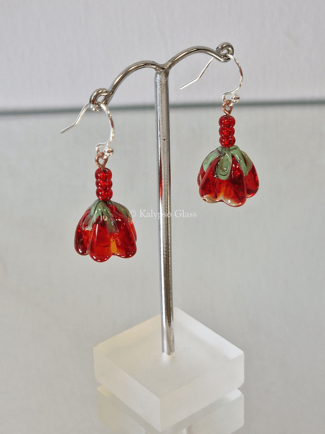 Bellflower Earrings, Red