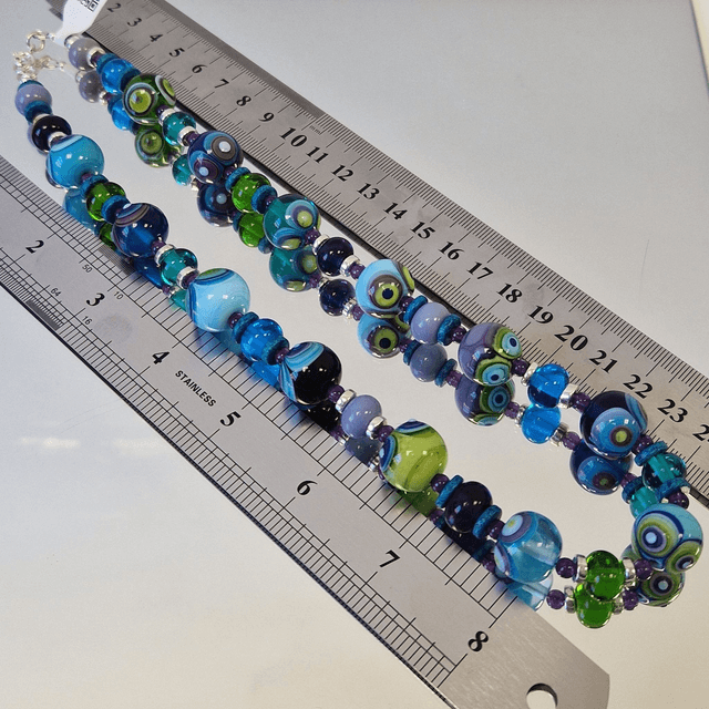 Aqua / Lime / Purple Dotty Necklace
