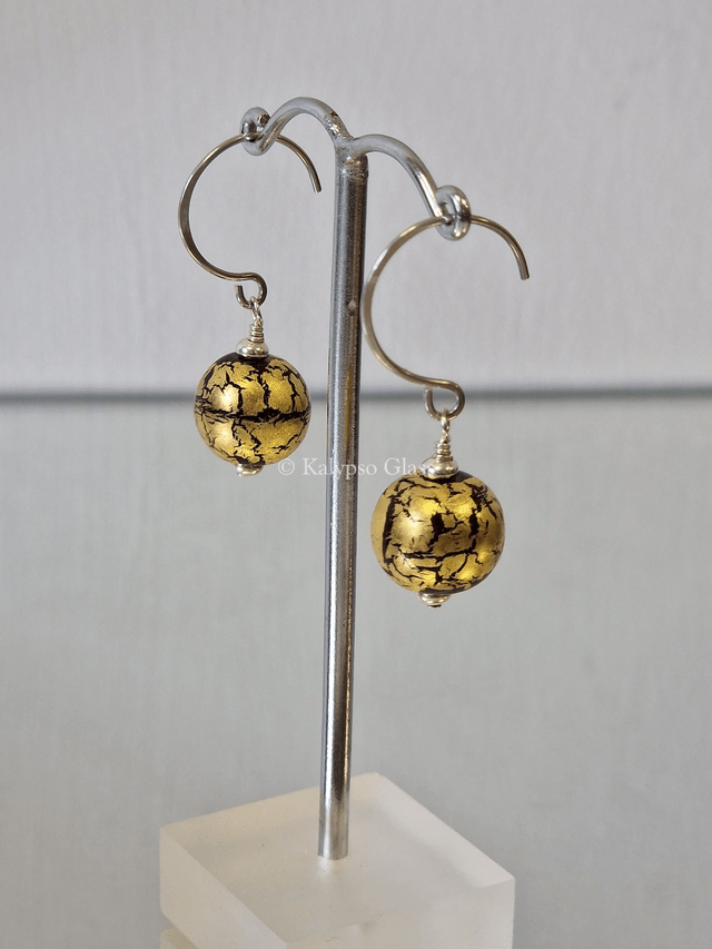 Gold Leaf Earrings, Black