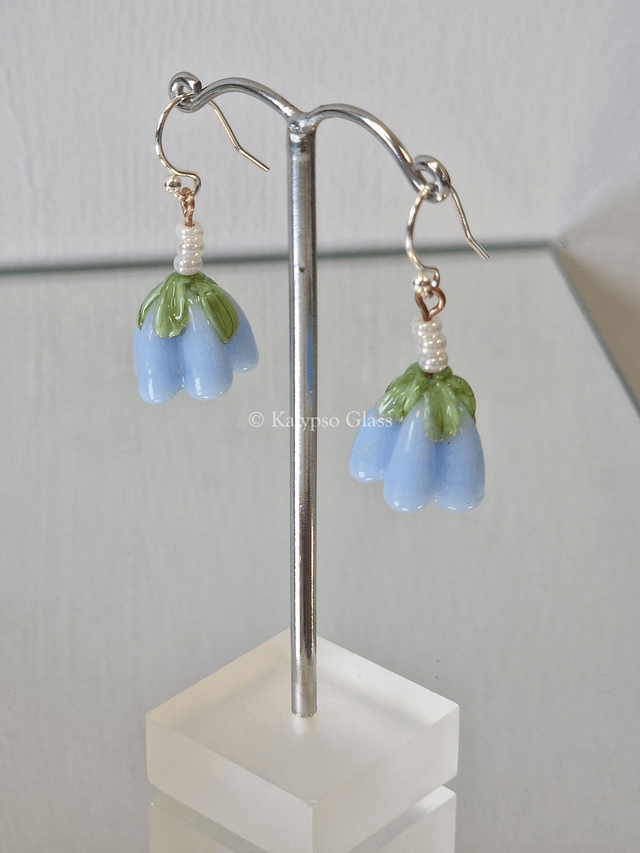 Bellflower Earrings, Opal Periwinkle