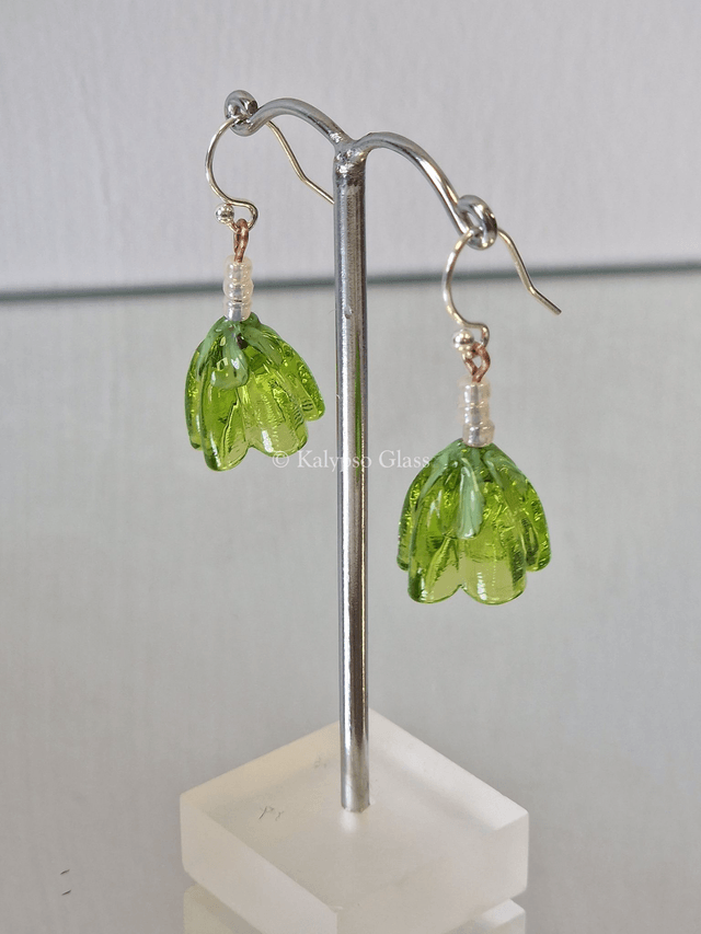 Bellflower Earrings, Light Green