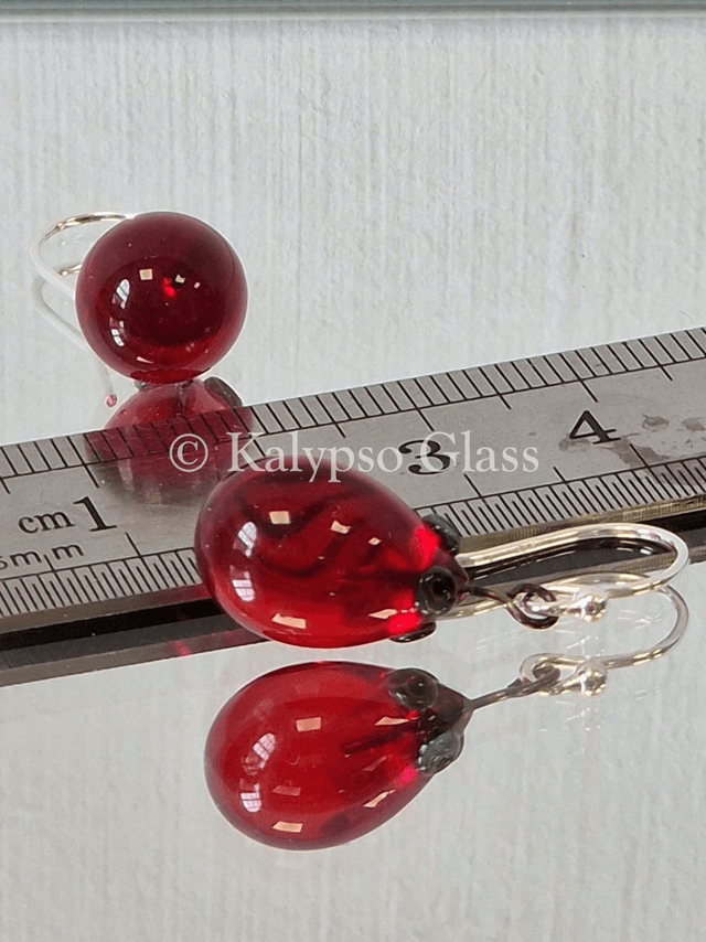 Drop Earrings, Red