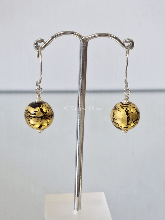 Gold Leaf Earrings, Black