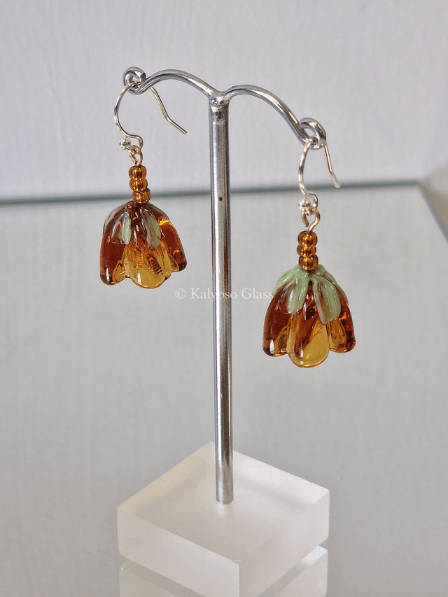 Bellflower Earrings, Amber