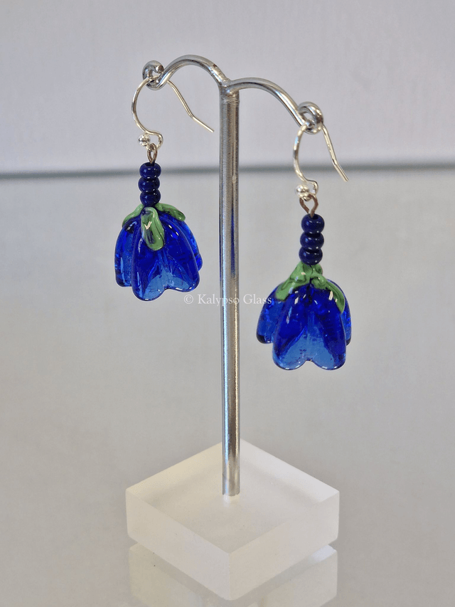 Bellflower Earrings, Cobalt Blue