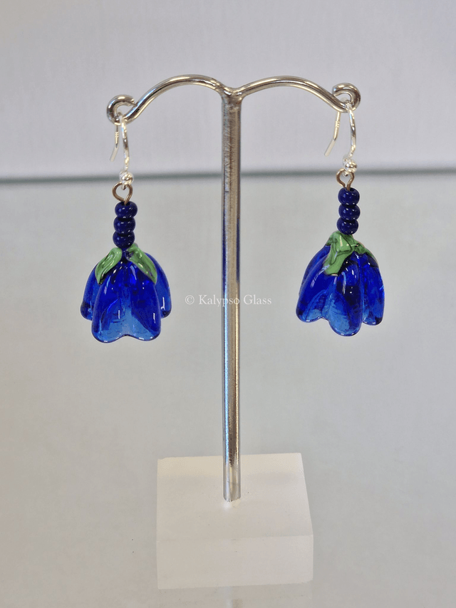Bellflower Earrings, Cobalt Blue