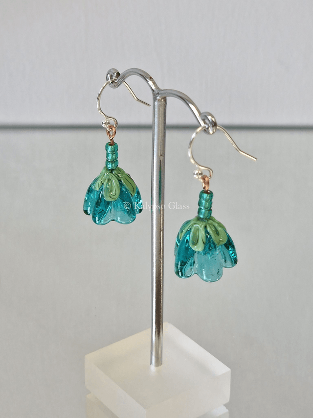 Bellflower Earrings, Teal