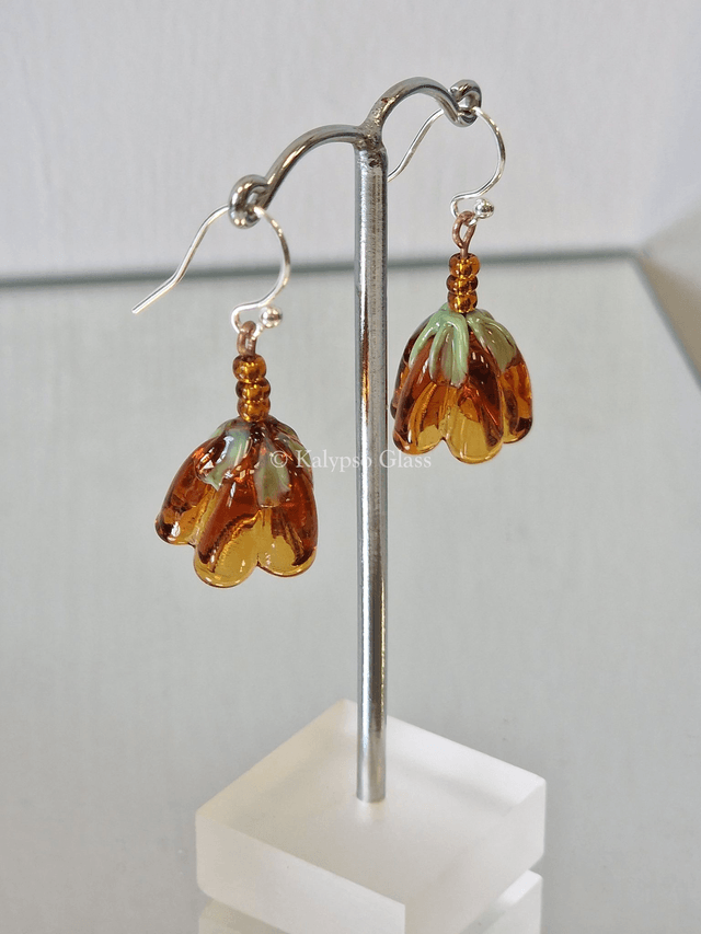 Bellflower Earrings, Amber