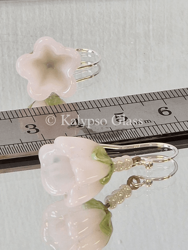 Bellflower Earrings, Opal Rose